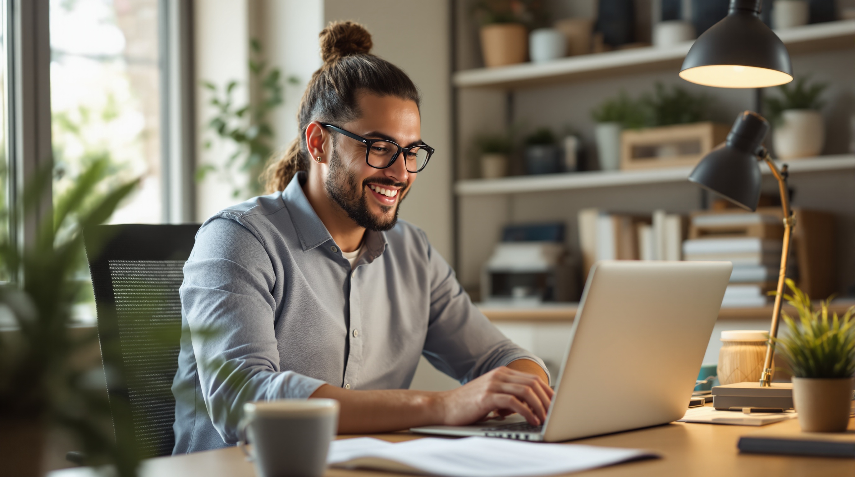 Solo insurance agent working productively